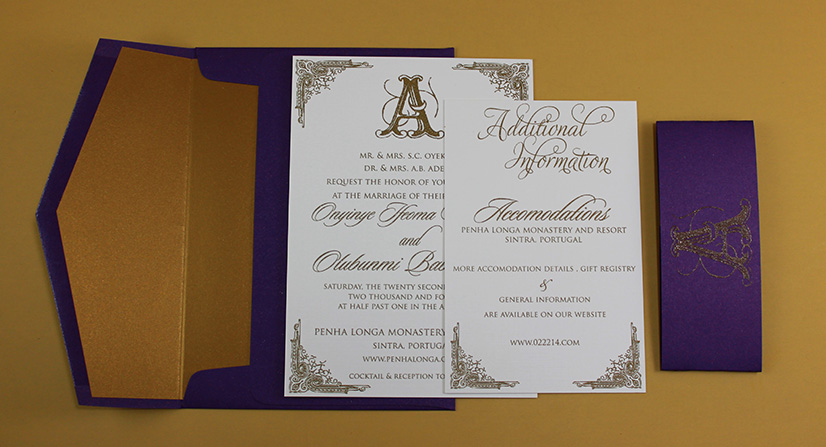 silk folio wedding invitations with ribbon