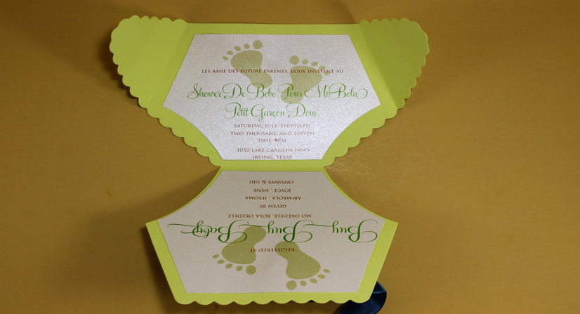 diecut diaper baby shower invitations