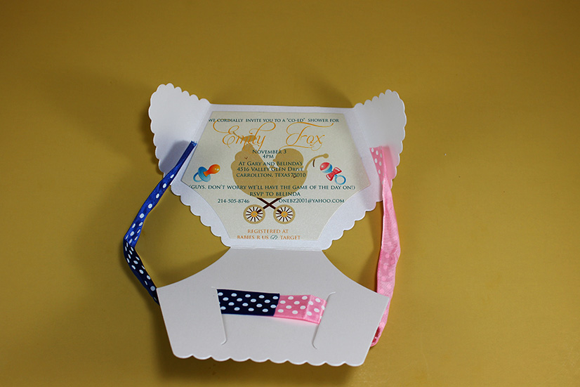 diecut diaper baby shower invitations