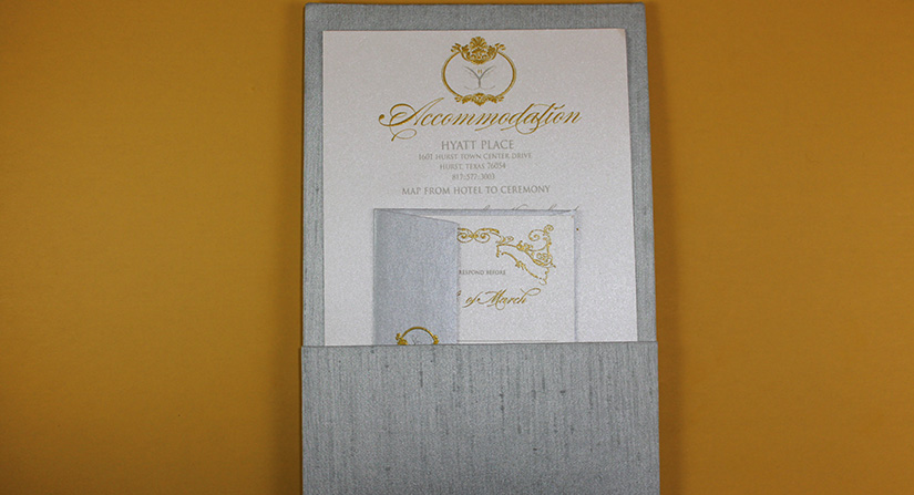 silk folio wedding invitations with ribbon