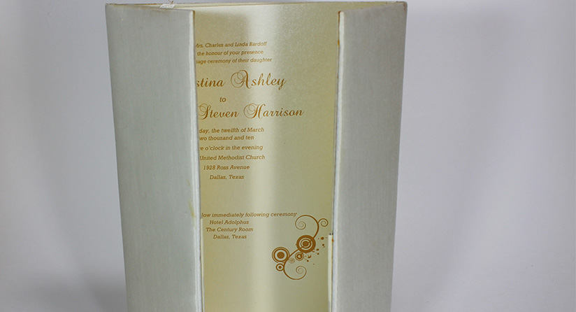 silk folio wedding invitations with ribbon